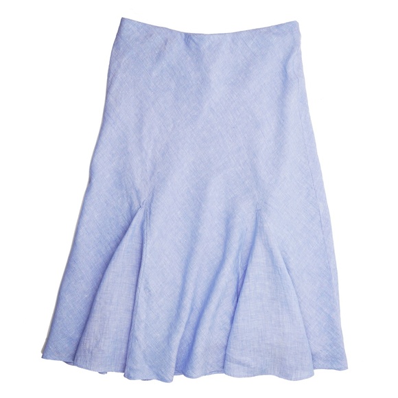 New J.CREW Size M Gwyneth Flounce-Hem Slip Skirt in Linen French Blue $148 CN555 - Picture 2 of 4